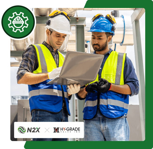 N2X application engineers reviewing Hy-Grade check valve specifications