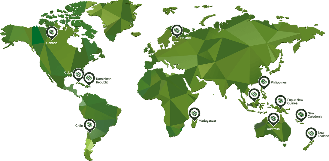 Global map showing N2X Hy-Grade check valve coverage across Western Canada, Eastern Canada, and international mining markets