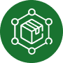 Package in hexagonal network icon representing local inventory and supply access