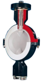 Lined butterfly valve for corrosive fluid isolation